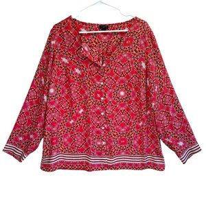Talbots Pink and Orange Abstract Geometric Print Top.
Size X